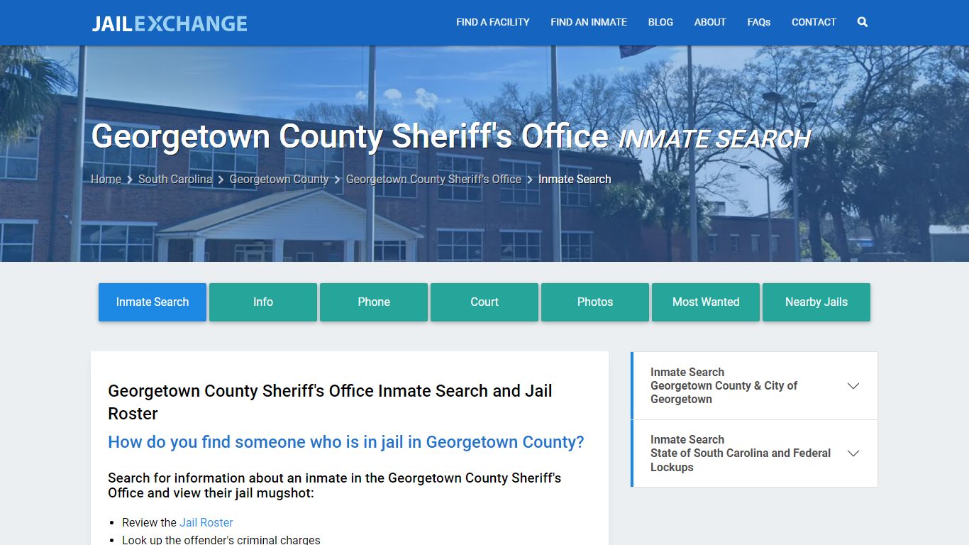 Georgetown County Sheriff's Office Inmate Search - Jail Exchange